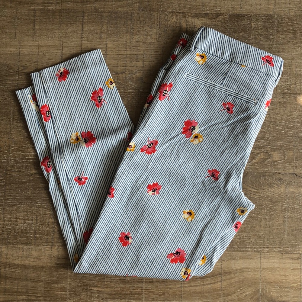 Old Navy Striped Ankle Pants with Floral Print